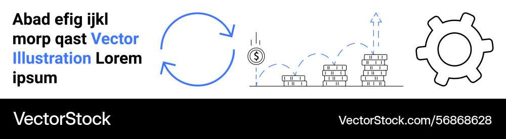 Circular growth process with coin bar graph vector image