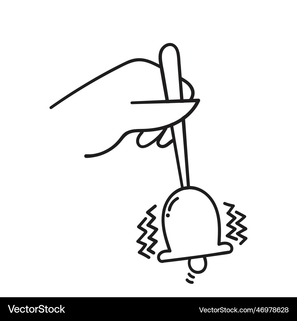 Hand drawn doodle person ringing service bell Vector Image