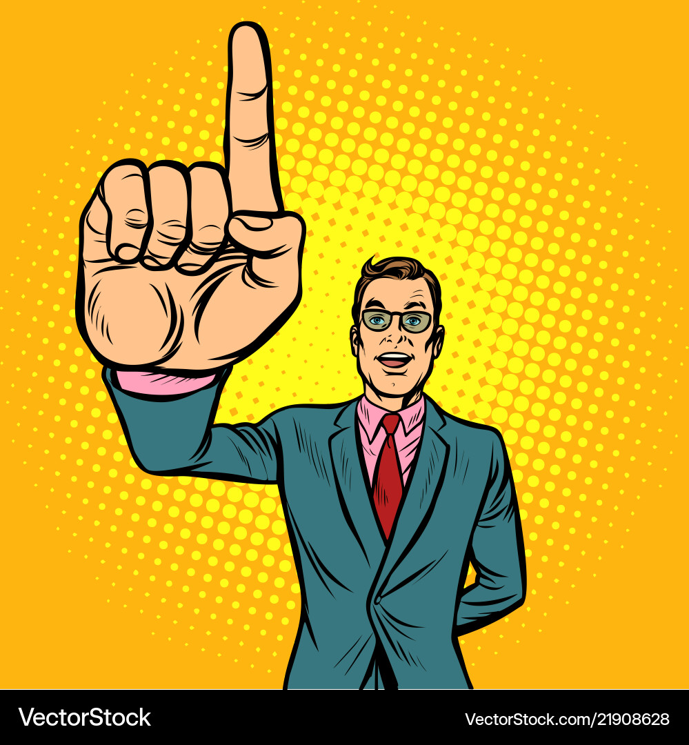 Man Pointing Up with Index Finger vector image