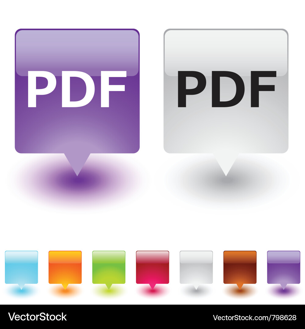 Pdf square button vector image