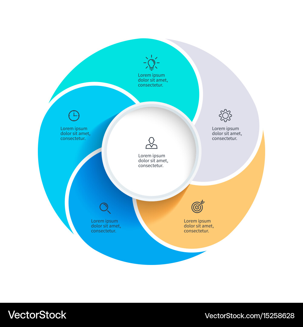 Presentation Template: Five Sections Chart vector image