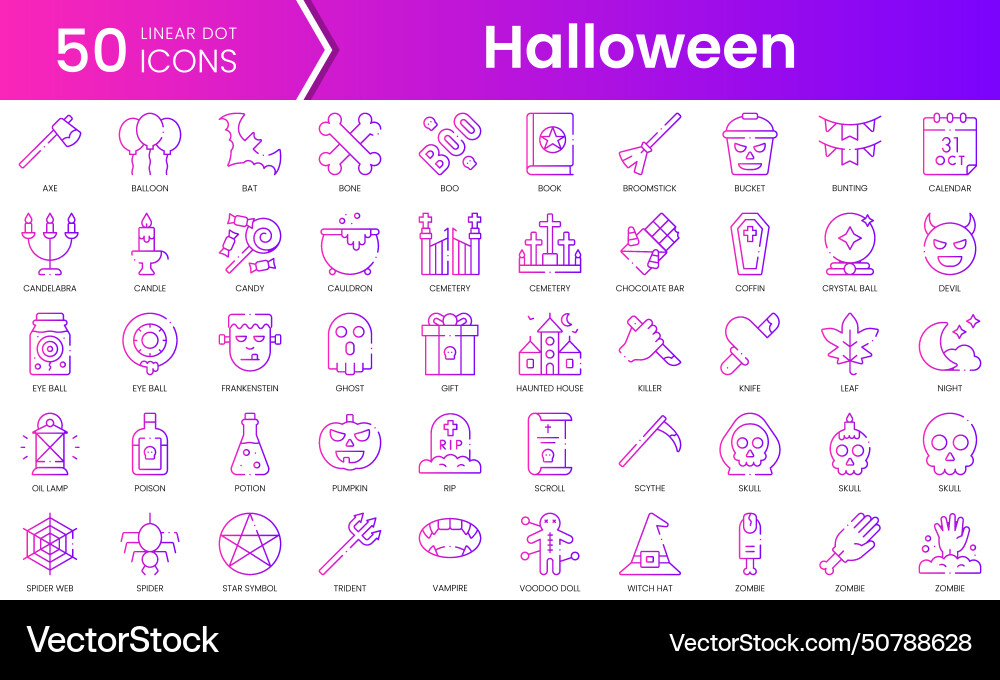 Set of halloween icons gradient style icon bundle Set of halloween icons gradient style icon bundle vector image