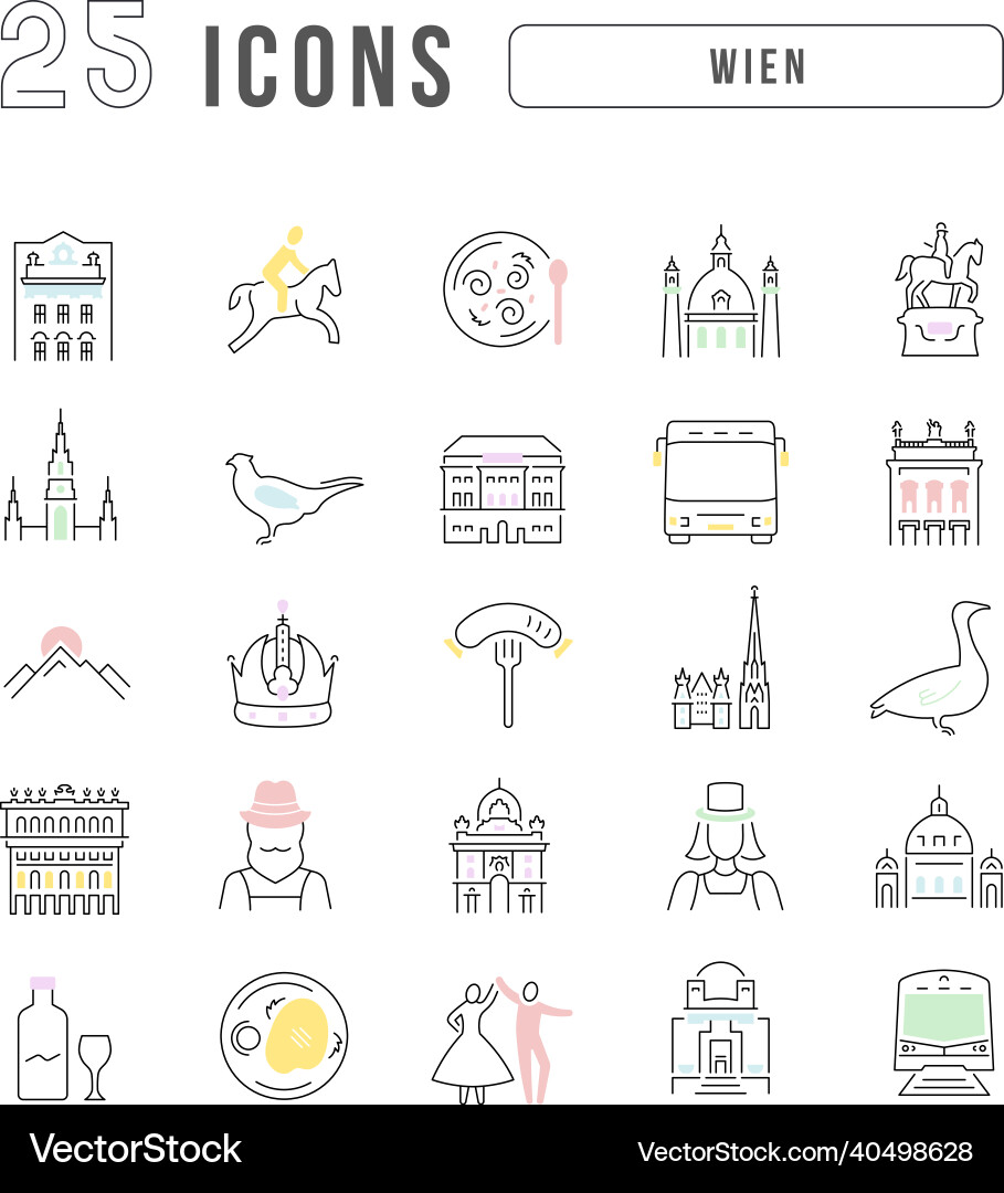 Set of linear icons wien Set of linear icons wien vector image