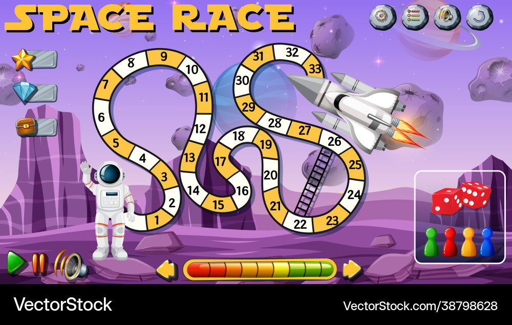 Snake ladder game with space theme template Snake ladder game with space theme template vector image