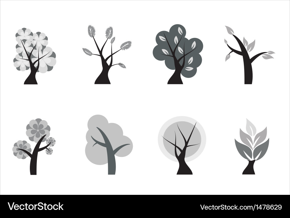 A set of various icons trees Vector Image
