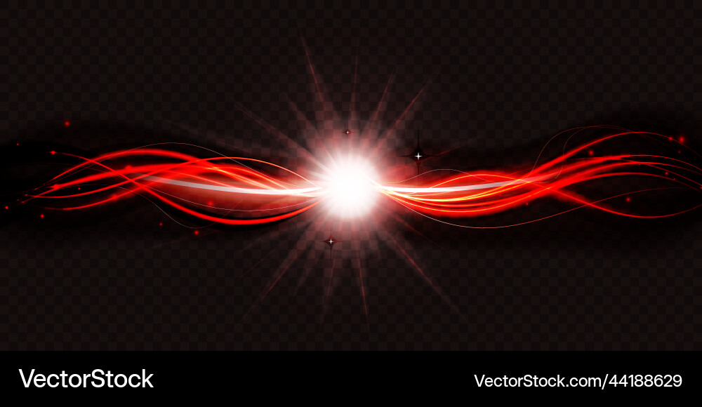 Abstract shiny red color waves realistic effect Vector Image