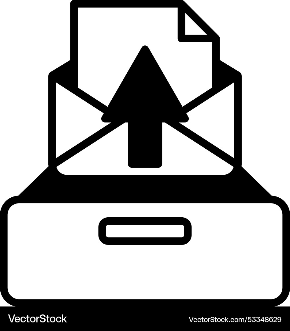 An envelope with a arrow pointing up is sitting An envelope with a arrow pointing up is sitting vector image