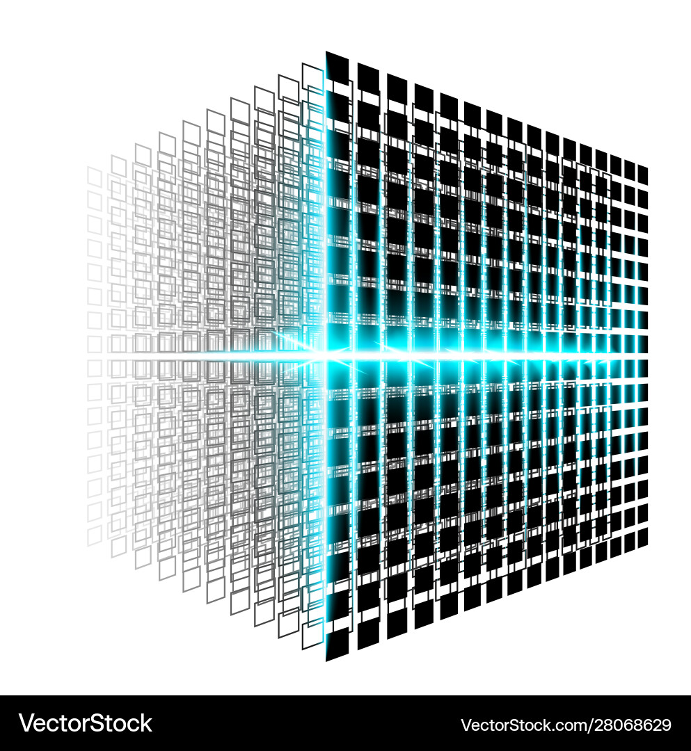 Blockchain Data Cube 3D Network vector image