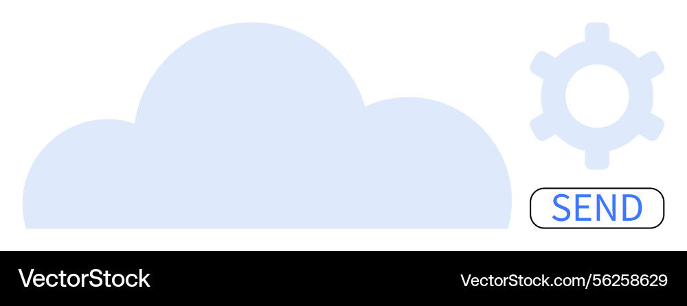 Cloud storage with gear and send button signifying Vector Image