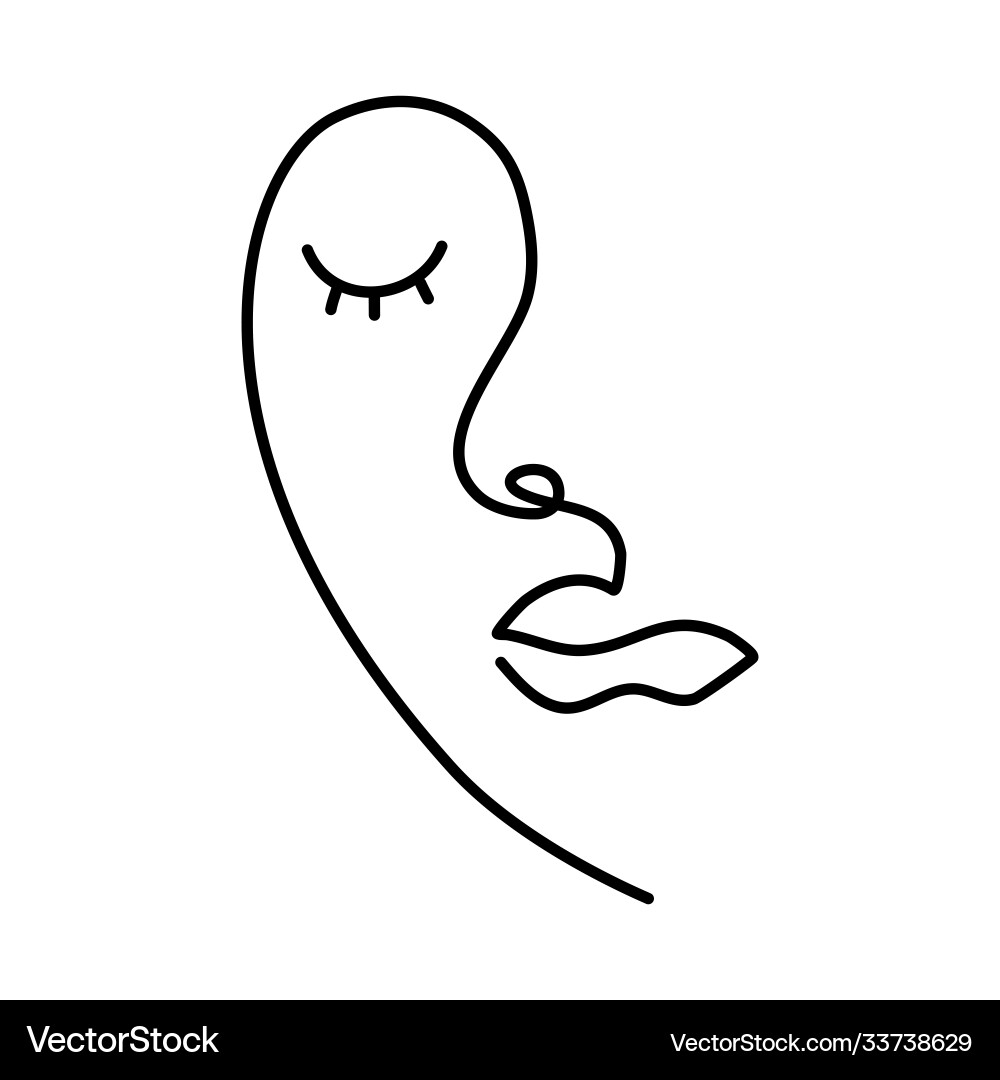 Continuous Line Portrait of a Woman vector image