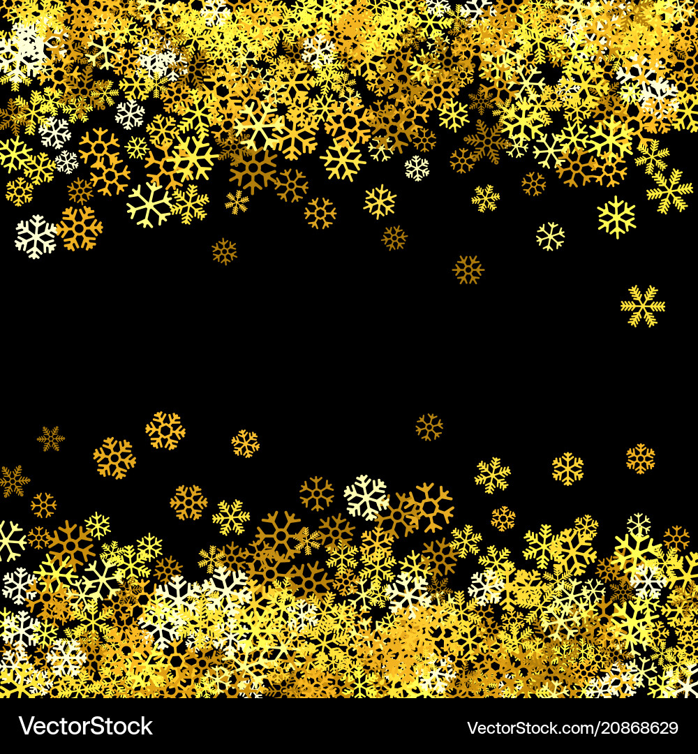 Falling Gold Snowflake Pattern vector image