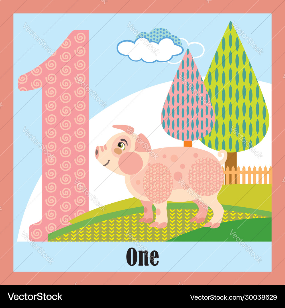 Flat animal numbers 1 Flat animal numbers 1 vector image