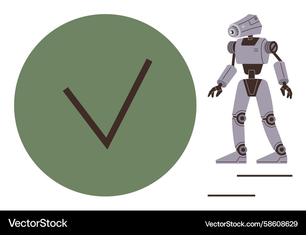 Futuristic robot design with checkmark symbolizing Futuristic robot design with checkmark symbolizing Vector Image