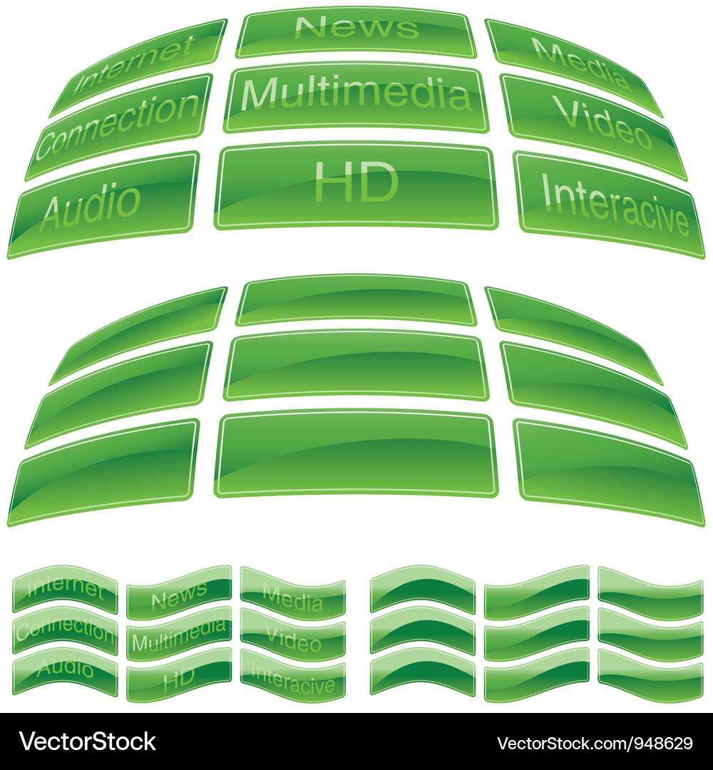 Green glass buttons Vector Image