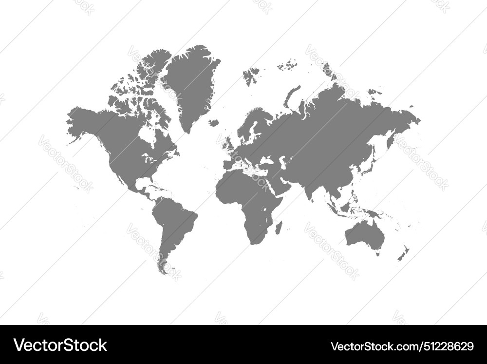 Grey blank world map Royalty Free Vector Image
