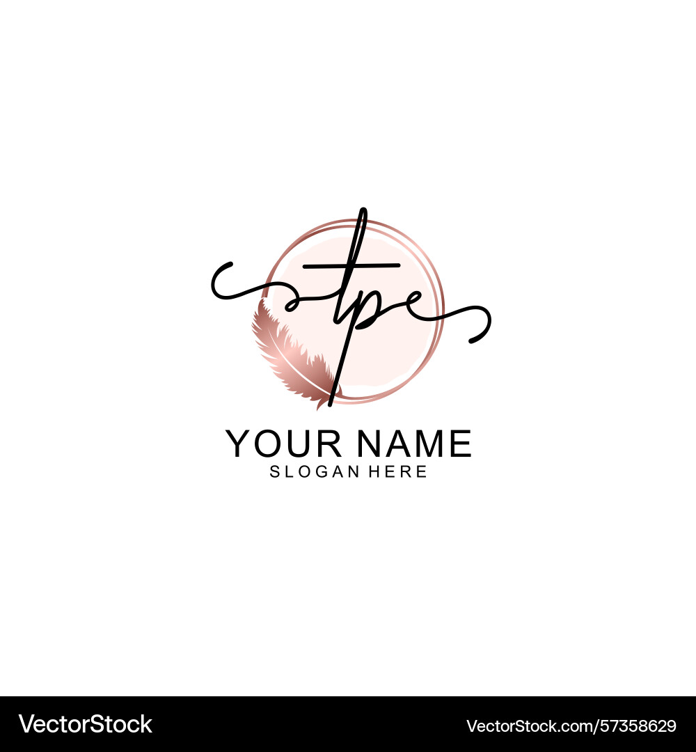 Handwritten tp initial logo with circle Vector Image