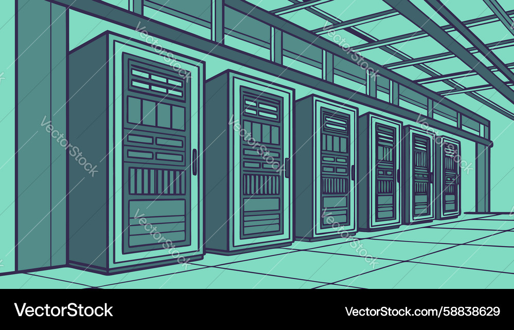 High-Tech Server Room Vector Image