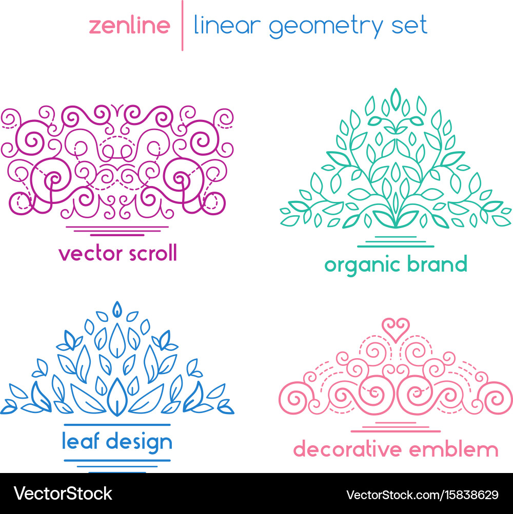 Linear abstract emblems Vector Image