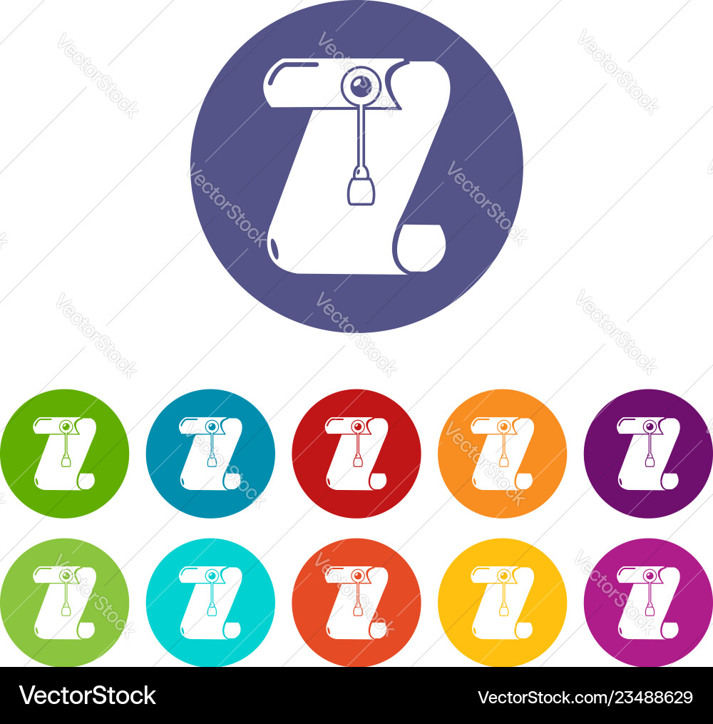 Manuscript and seal message icons set color Manuscript and seal message icons set color vector image