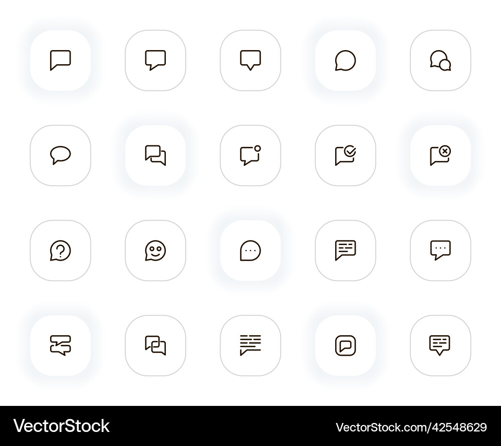 Messages and chat line icons set editable stroke Messages and chat line icons set editable stroke Vector Image