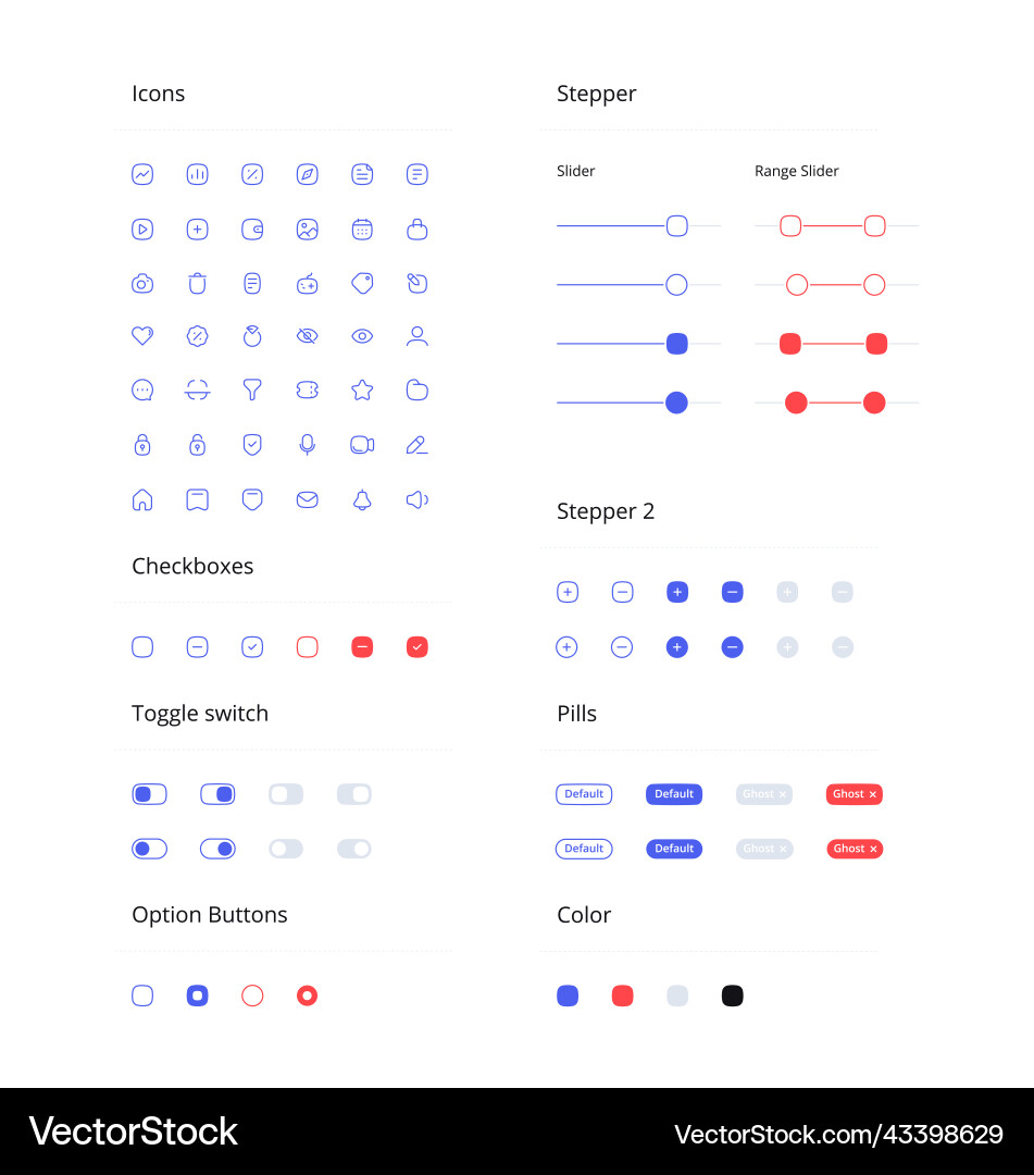 Minimalistic set of icons and interface elements vector image