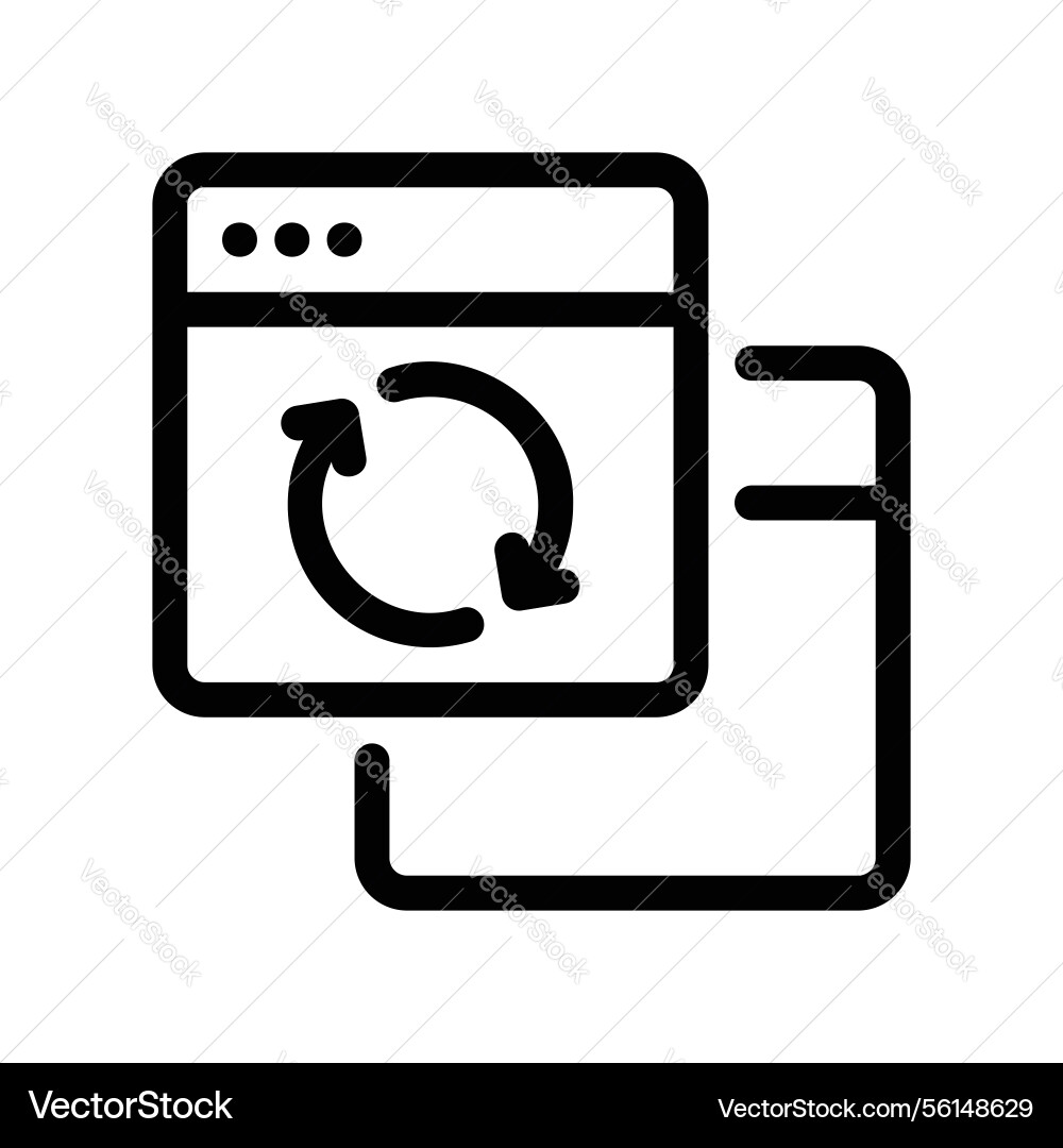 Outline browser window icon with a circular vector image