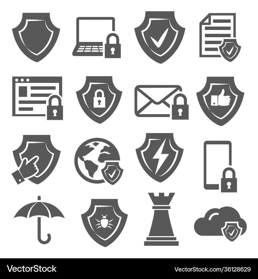 Secure and shield icons on white background Secure and shield icons on white background vector image