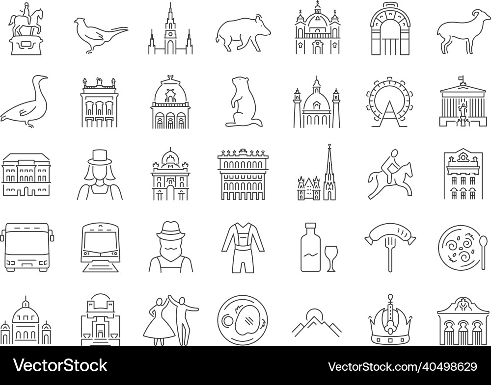 Set of linear icons wien Set of linear icons wien vector image