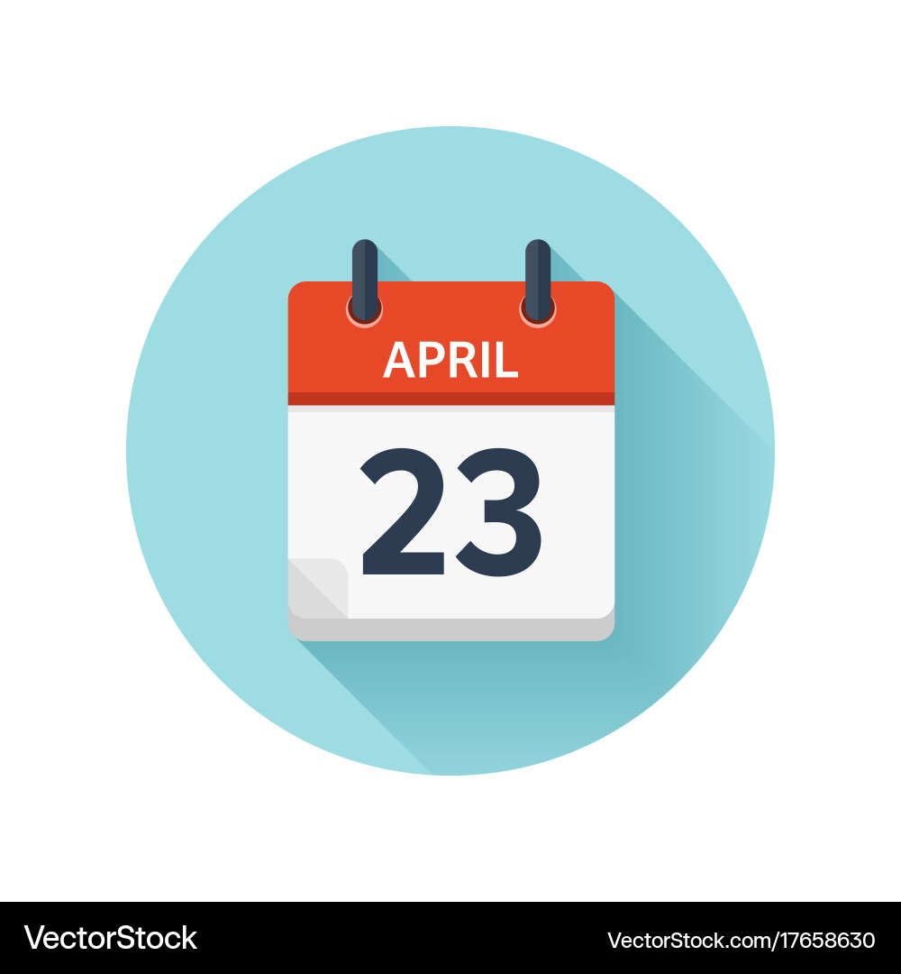 April 23 Flat Calendar Icon – Royalty-Free Vector | VectorStock