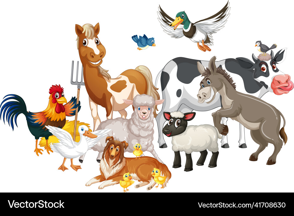 Eine Gruppe von Tierfarmen auf weißem Hintergrund Eine Gruppe von Tierfarmen auf weißem Hintergrund vektorbild