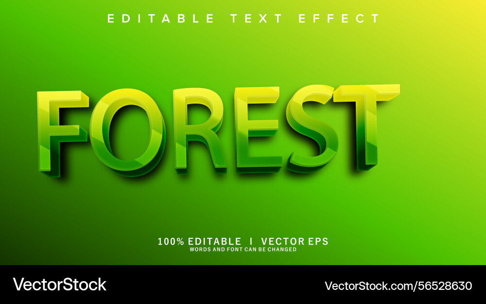 Forest text effect with modern style design vector image