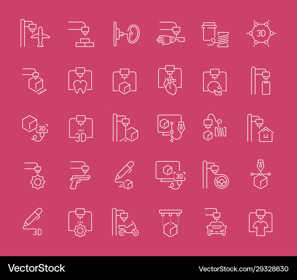Set line icons 3d printing Set line icons 3d printing vector image