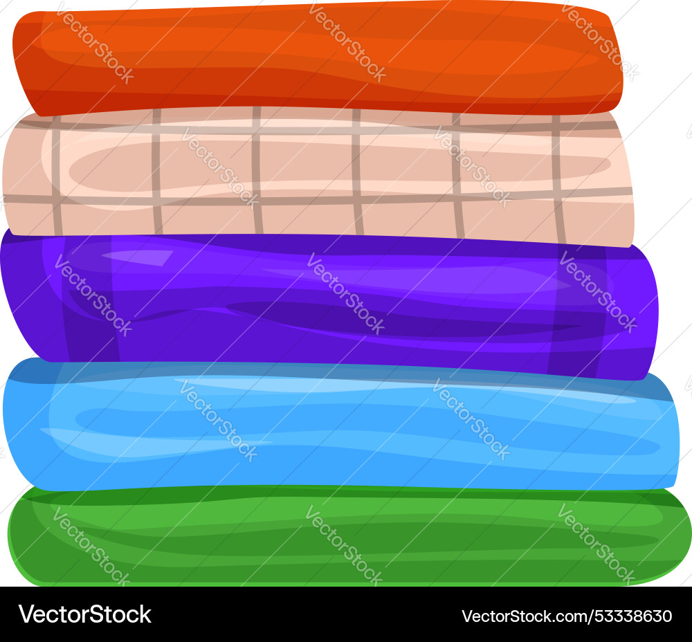 Stack of colorful towels folded neatly Stack of colorful towels folded neatly vector image