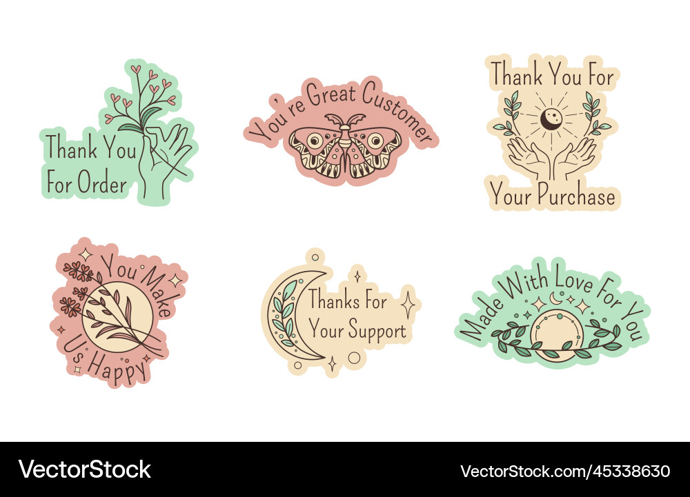 Sticker design set thank you for order sign Sticker design set thank you for order sign vector image
