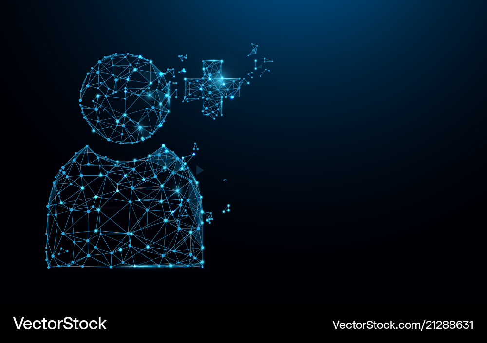 Add user icon form lines triangles and particle Vector Image