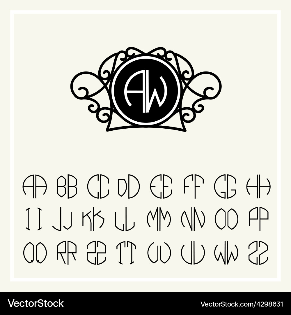 Art Nouveau Monogram Template vector image
