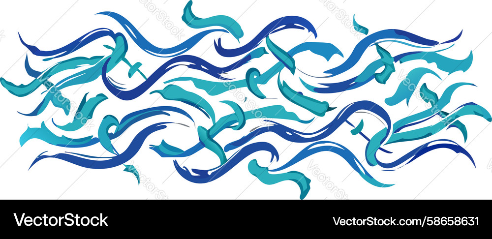 Dynamic blue wavy lines pattern fluid abstract Vector Image