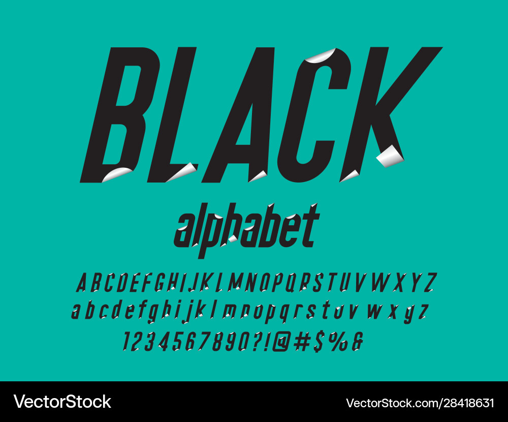 Paper fold font Paper fold font vector image