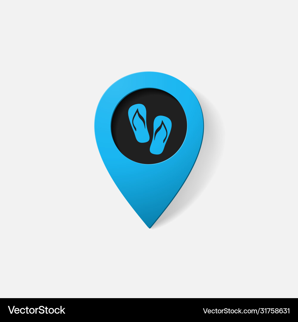 Realistic color pointer beach flip flops vector image