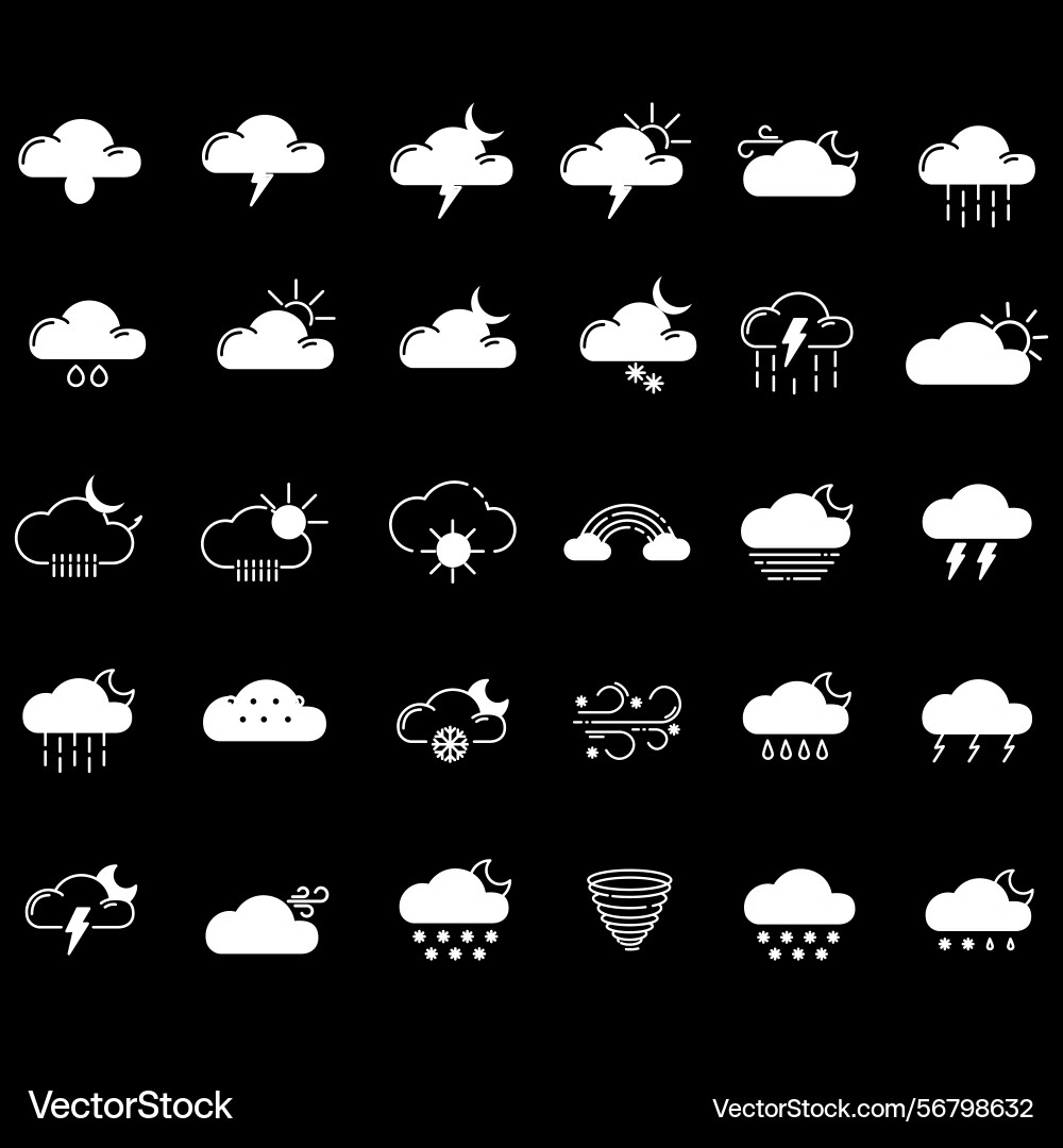 Clouds icons set of in different form Vector Image