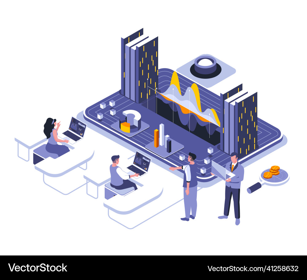 Data analysis landing page template Royalty Free Vector