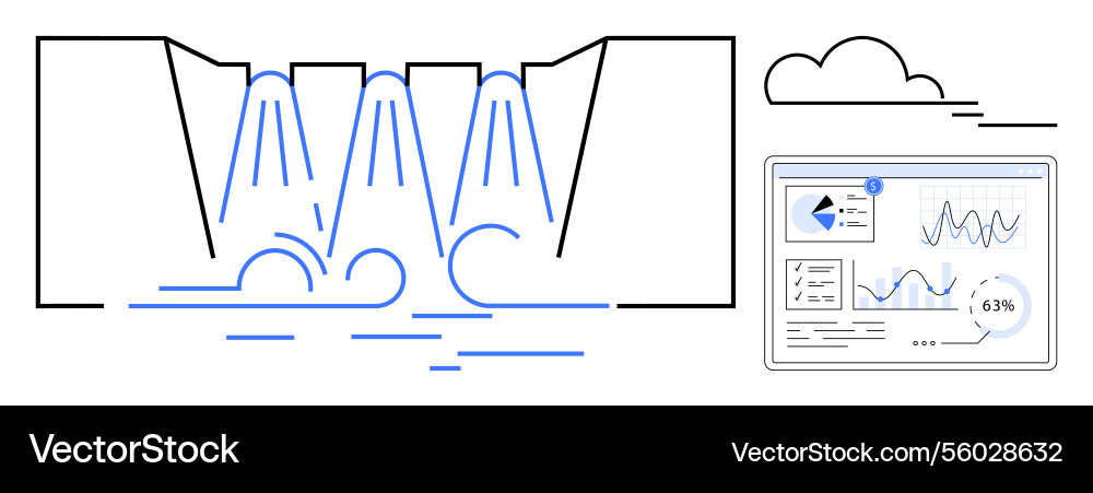 Data flow visualization with waterfall Data flow visualization with waterfall vector image