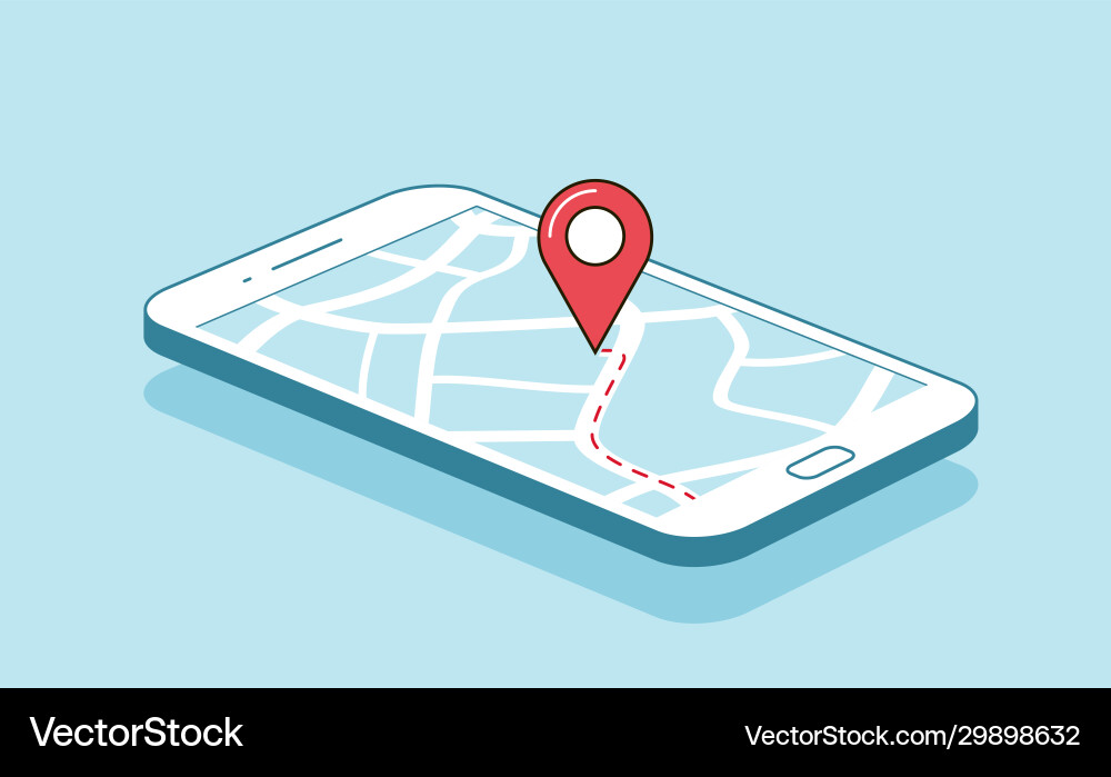Mobile GPS Route with Check-In vector image