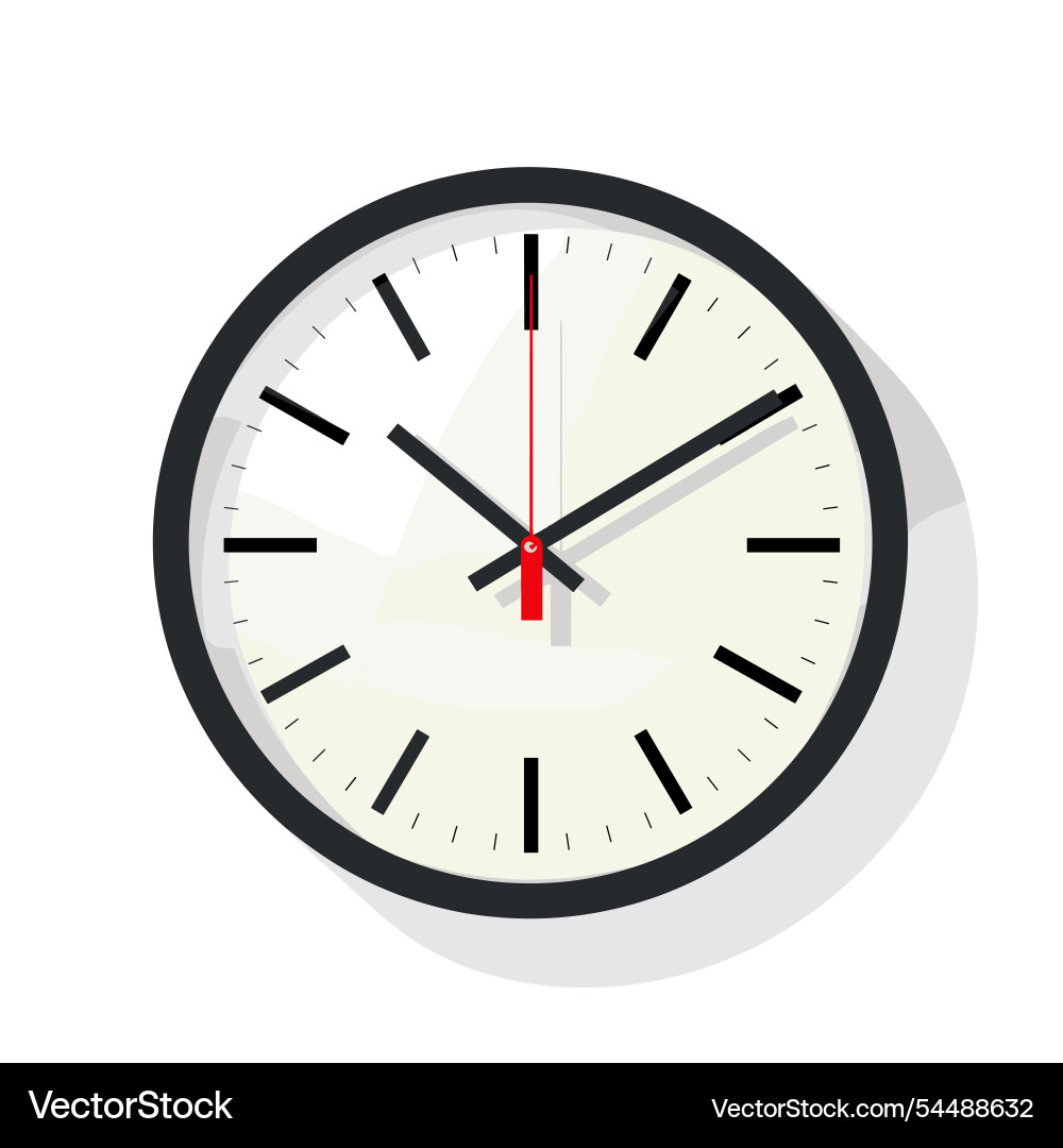 Modern wall clock displaying twelve oclock Vector Image