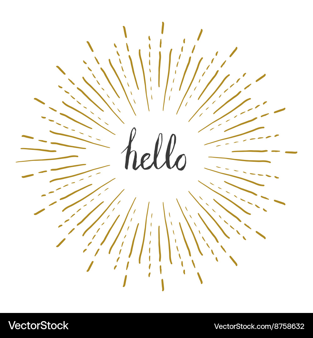 Retro Sunburst Frame with Hello vector image