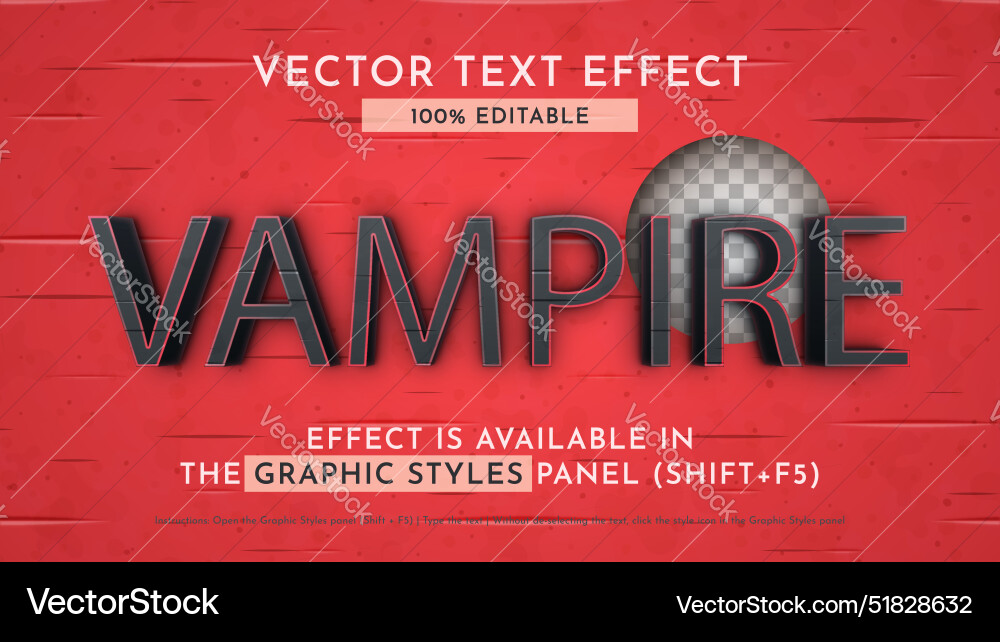 Vampire editable text effect graphic style Vampire editable text effect graphic style vector image