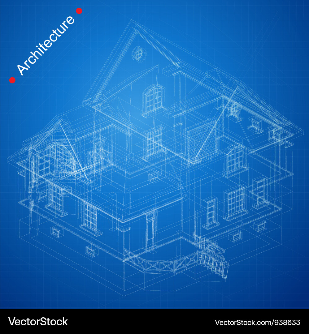 Architectural background with a building model Vector Image
