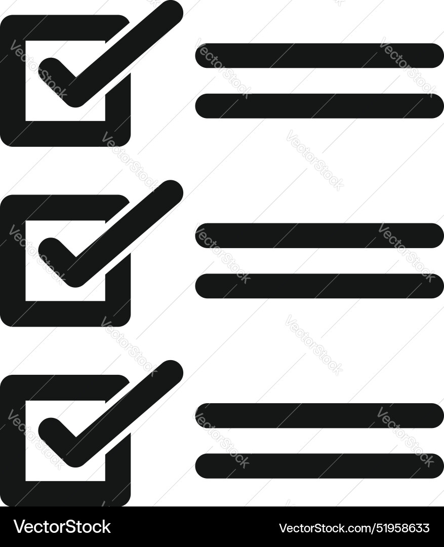 Checklist showing three tasks completed Checklist showing three tasks completed vector image