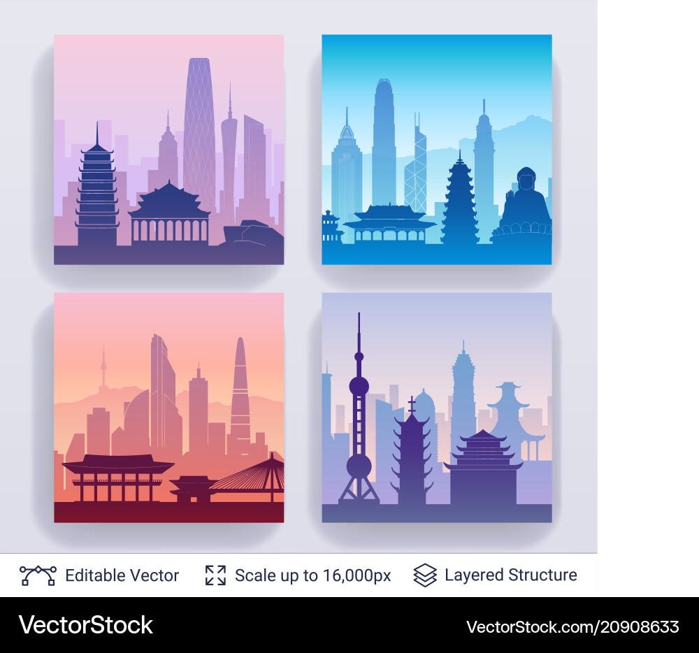 Collection of famous city scapes Collection of famous city scapes vector image