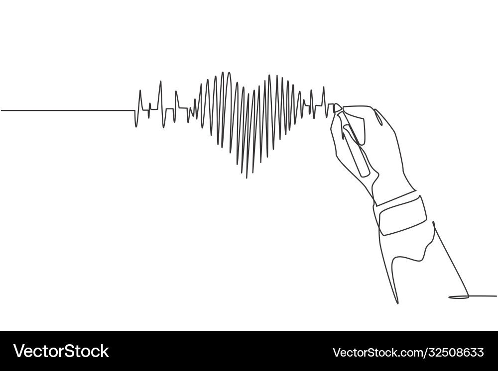 Continuous Line Heartbeat Pulse Graph vector image